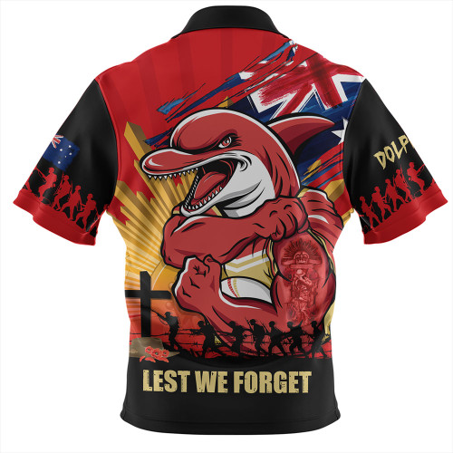 Redcliffe Dolphins Zip Polo Shirt Fearless ANZAC Defender Redcliffe Dolphins Zip Polo Shirt Fearless ANZAC Defender