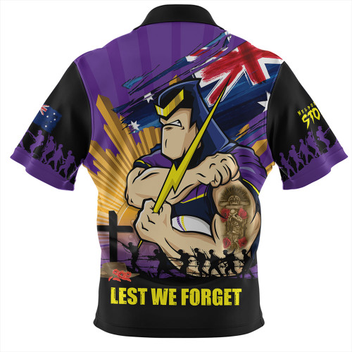 Melbourne Storm Zip Polo Shirt Fearless ANZAC Defender Melbourne Storm Zip Polo Shirt Fearless ANZAC Defender