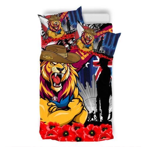 Brisbane Lions Bedding Set Anzac Day Honor United In Spirit