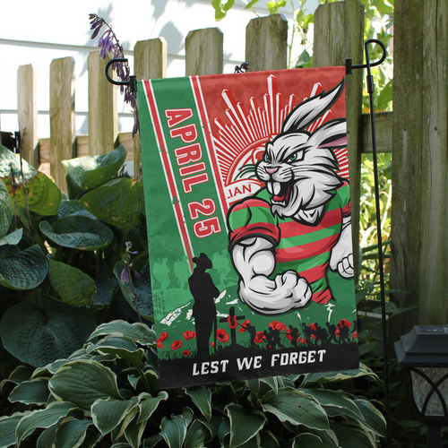 South Sydney Rabbitohs Garden Flag Anzac Day Lest We Forget Strong Fighting Spirit South Sydney Rabbitohs Garden Flag Anzac Day Lest We Forget Strong Fighting Spirit