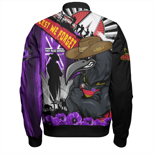 Adelaide Crows Bomber Jacket ANZAC Day Honor Purple Valor And Spirit Adelaide Crows Bomber Jacket ANZAC Day Honor Purple Valor And Spirit