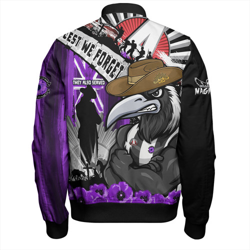 Collingwood Bomber Jacket ANZAC Day Honor Purple Valor And Spirit Collingwood Bomber Jacket ANZAC Day Honor Purple Valor And Spirit