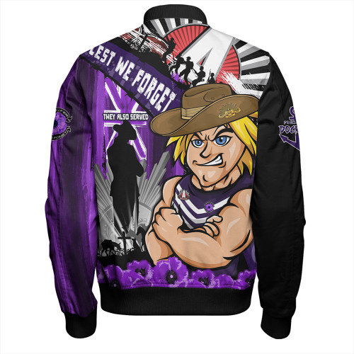 Fremantle Bomber Jacket ANZAC Day Honor Purple Valor And Spirit Fremantle Bomber Jacket ANZAC Day Honor Purple Valor And Spirit