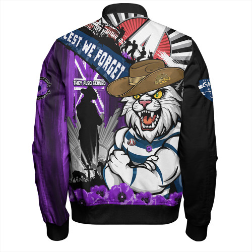 Geelong Cats Bomber Jacket ANZAC Day Honor Purple Valor And Spirit Geelong Cats Bomber Jacket ANZAC Day Honor Purple Valor And Spirit
