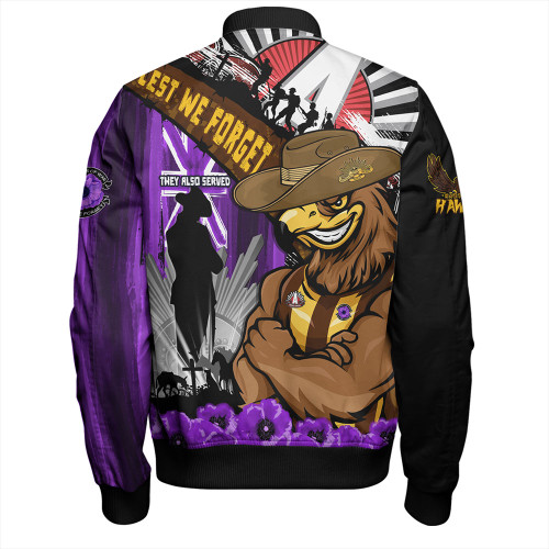 Hawthorn Bomber Jacket ANZAC Day Honor Purple Valor And Spirit Hawthorn Bomber Jacket ANZAC Day Honor Purple Valor And Spirit