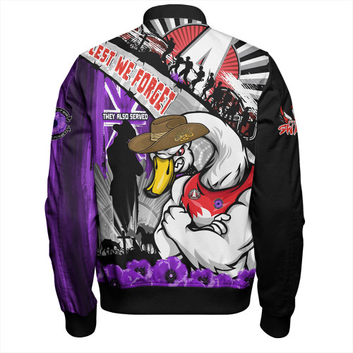 Sydney Swans Bomber Jacket ANZAC Day Honor Purple Valor And Spirit