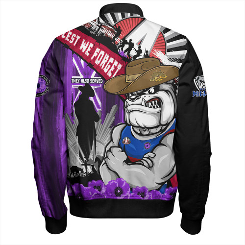 Western Bulldogs Bomber Jacket ANZAC Day Honor Purple Valor And Spirit