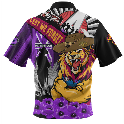 Brisbane Lions Hawaiian Shirt ANZAC Day Honor Purple Valor And Spirit Brisbane Lions Hawaiian Shirt ANZAC Day Honor Purple Valor And Spirit