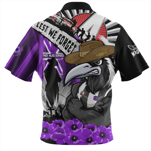 Collingwood Hawaiian Shirt ANZAC Day Honor Purple Valor And Spirit Collingwood Hawaiian Shirt ANZAC Day Honor Purple Valor And Spirit