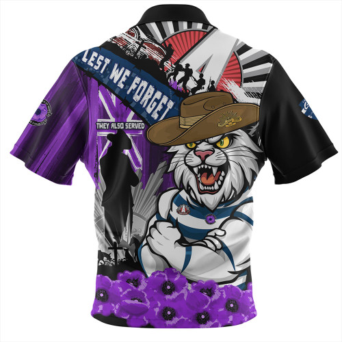 Geelong Cats Hawaiian Shirt ANZAC Day Honor Purple Valor And Spirit Geelong Cats Hawaiian Shirt ANZAC Day Honor Purple Valor And Spirit