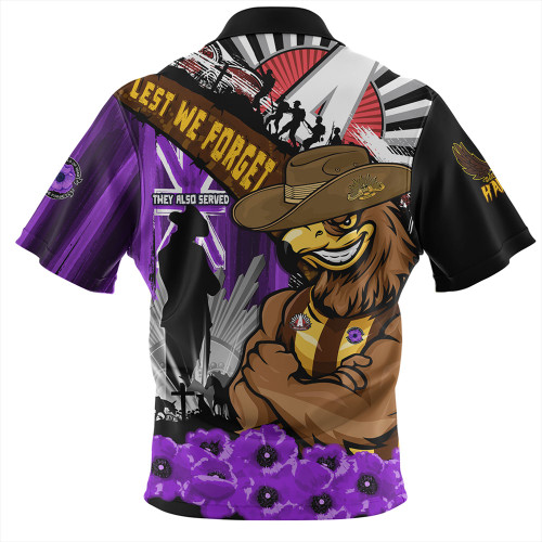 Hawthorn Hawaiian Shirt ANZAC Day Honor Purple Valor And Spirit Hawthorn Hawaiian Shirt ANZAC Day Honor Purple Valor And Spirit