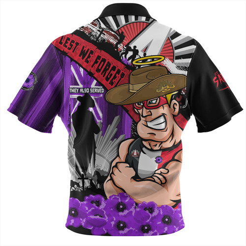 St Kilda Hawaiian Shirt ANZAC Day Honor Purple Valor And Spirit