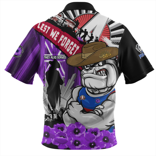 Western Bulldogs Hawaiian Shirt ANZAC Day Honor Purple Valor And Spirit Western Bulldogs Hawaiian Shirt ANZAC Day Honor Purple Valor And Spirit