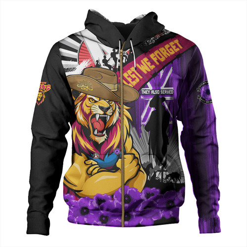 Brisbane Lions Hoodie ANZAC Day Honor Purple Valor And Spirit Brisbane Lions Hoodie ANZAC Day Honor Purple Valor And Spirit