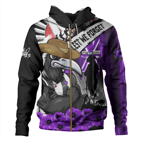 Collingwood Hoodie ANZAC Day Honor Purple Valor And Spirit Collingwood Hoodie ANZAC Day Honor Purple Valor And Spirit