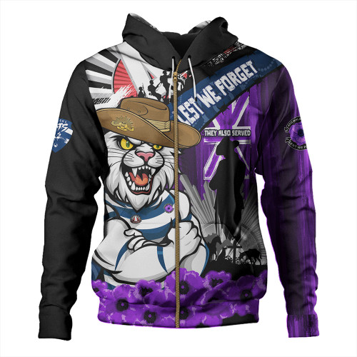 Geelong Cats Hoodie ANZAC Day Honor Purple Valor And Spirit Geelong Cats Hoodie ANZAC Day Honor Purple Valor And Spirit
