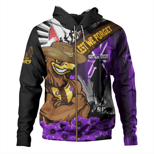 Hawthorn Hoodie ANZAC Day Honor Purple Valor And Spirit Hawthorn Hoodie ANZAC Day Honor Purple Valor And Spirit