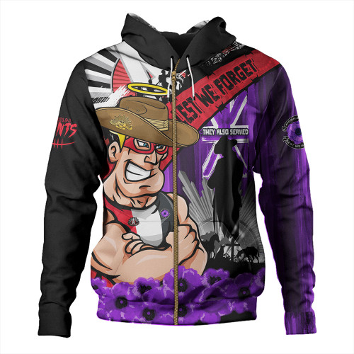 St Kilda Hoodie ANZAC Day Honor Purple Valor And Spirit St Kilda Hoodie ANZAC Day Honor Purple Valor And Spirit