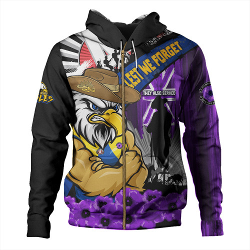 West Coast Eagles Hoodie ANZAC Day Honor Purple Valor And Spirit West Coast Eagles Hoodie ANZAC Day Honor Purple Valor And Spirit