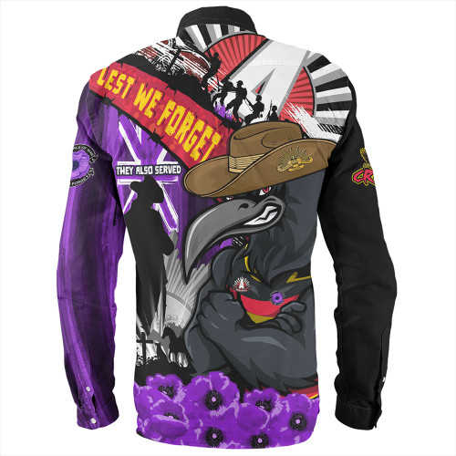 Adelaide Crows Long Sleeve Shirt ANZAC Day Honor Purple Valor And Spirit Adelaide Crows Long Sleeve Shirt ANZAC Day Honor Purple Valor And Spirit