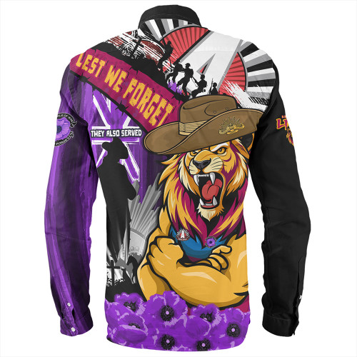Brisbane Lions Long Sleeve Shirt ANZAC Day Honor Purple Valor And Spirit Brisbane Lions Long Sleeve Shirt ANZAC Day Honor Purple Valor And Spirit