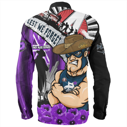 Carlton Long Sleeve Shirt ANZAC Day Honor Purple Valor And Spirit Carlton Long Sleeve Shirt ANZAC Day Honor Purple Valor And Spirit
