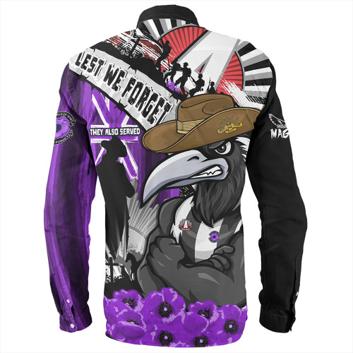 Collingwood Long Sleeve Shirt ANZAC Day Honor Purple Valor And Spirit Collingwood Long Sleeve Shirt ANZAC Day Honor Purple Valor And Spirit