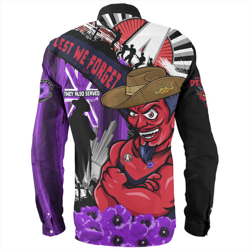 Melbourne Long Sleeve Shirt ANZAC Day Honor Purple Valor And Spirit Melbourne Long Sleeve Shirt ANZAC Day Honor Purple Valor And Spirit