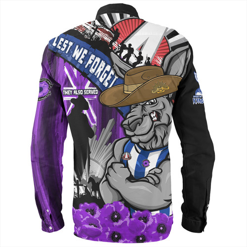 North Melbourne Long Sleeve Shirt ANZAC Day Honor Purple Valor And Spirit North Melbourne Long Sleeve Shirt ANZAC Day Honor Purple Valor And Spirit
