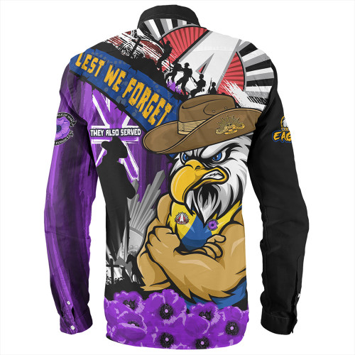 West Coast Eagles Long Sleeve Shirt ANZAC Day Honor Purple Valor And Spirit West Coast Eagles Long Sleeve Shirt ANZAC Day Honor Purple Valor And Spirit