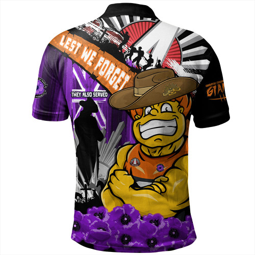 GWS GIANTS Polo Shirt ANZAC Day Honor Purple Valor And Spirit GWS GIANTS Polo Shirt ANZAC Day Honor Purple Valor And Spirit