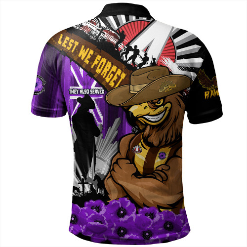 Hawthorn Polo Shirt ANZAC Day Honor Purple Valor And Spirit Hawthorn Polo Shirt ANZAC Day Honor Purple Valor And Spirit