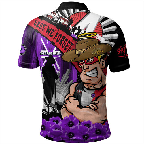 St Kilda Polo Shirt ANZAC Day Honor Purple Valor And Spirit St Kilda Polo Shirt ANZAC Day Honor Purple Valor And Spirit