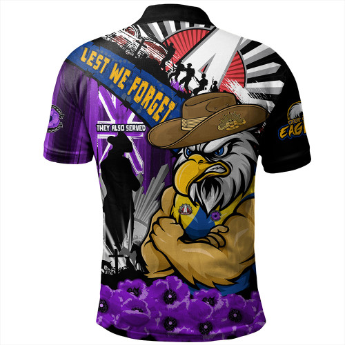 West Coast Eagles Polo Shirt ANZAC Day Honor Purple Valor And Spirit West Coast Eagles Polo Shirt ANZAC Day Honor Purple Valor And Spirit