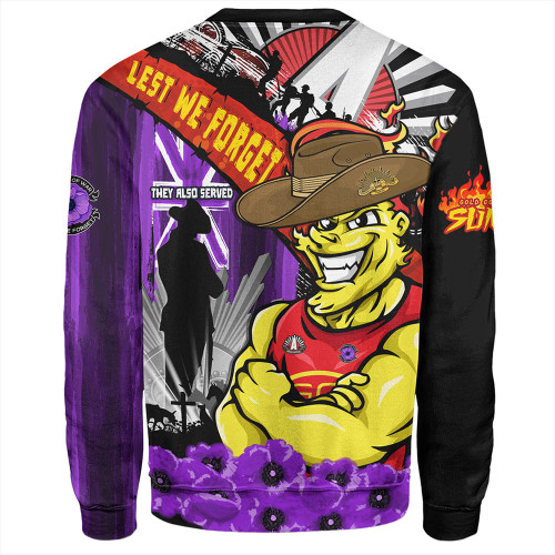 Gold Coast SUNS Sweatshirt ANZAC Day Honor Purple Valor And Spirit Gold Coast SUNS Sweatshirt ANZAC Day Honor Purple Valor And Spirit