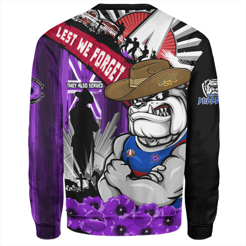 Western Bulldogs Sweatshirt ANZAC Day Honor Purple Valor And Spirit Western Bulldogs Sweatshirt ANZAC Day Honor Purple Valor And Spirit