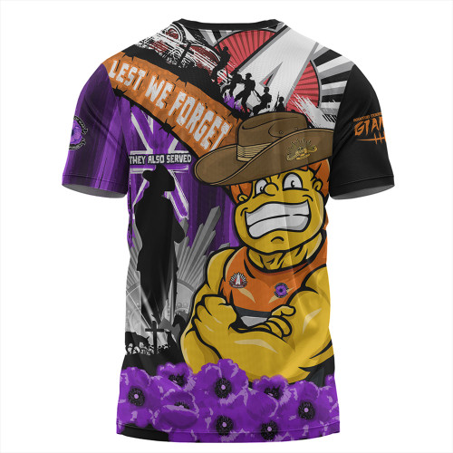 GWS GIANTS T-Shirt ANZAC Day Honor Purple Valor And Spirit GWS GIANTS T-Shirt ANZAC Day Honor Purple Valor And Spirit
