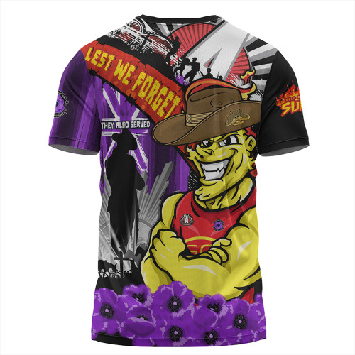 Gold Coast SUNS T-Shirt ANZAC Day Honor Purple Valor And Spirit Gold Coast SUNS T-Shirt ANZAC Day Honor Purple Valor And Spirit