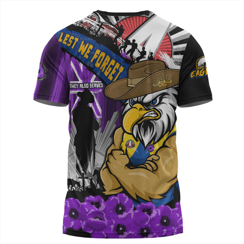 West Coast Eagles T-Shirt ANZAC Day Honor Purple Valor And Spirit West Coast Eagles T-Shirt ANZAC Day Honor Purple Valor And Spirit