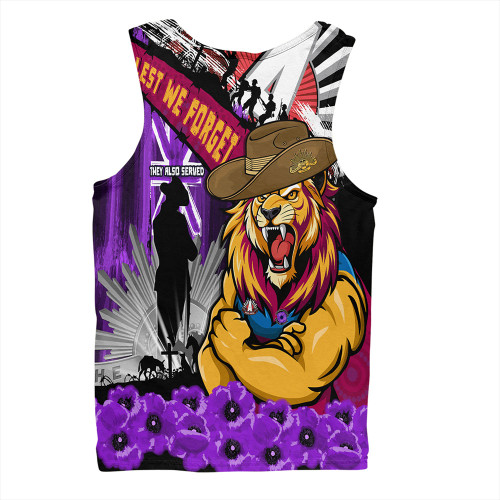 Brisbane Lions Men Singlet ANZAC Day Honor Purple Valor And Spirit Brisbane Lions Men Singlet ANZAC Day Honor Purple Valor And Spirit