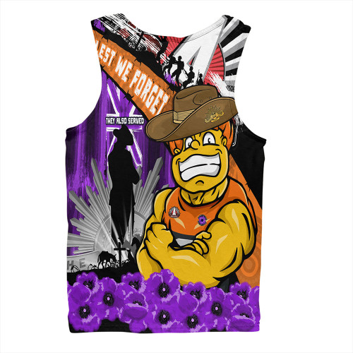 GWS GIANTS Men Singlet ANZAC Day Honor Purple Valor And Spirit GWS GIANTS Men Singlet ANZAC Day Honor Purple Valor And Spirit