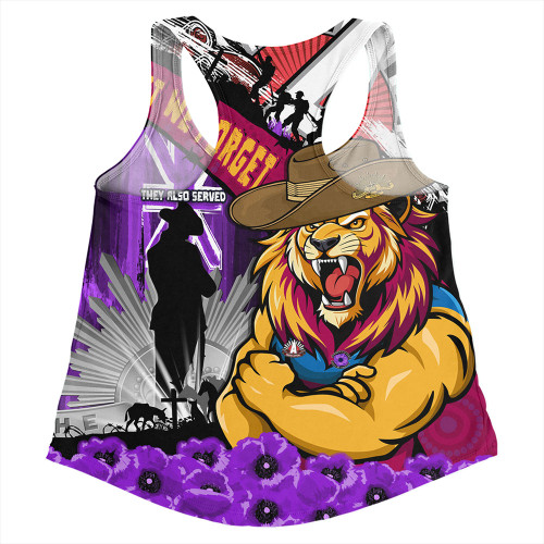 Brisbane Lions Women Racerback Singlet ANZAC Day Honor Purple Valor And Spirit Brisbane Lions Women Racerback Singlet ANZAC Day Honor Purple Valor And Spirit