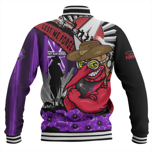 Essendon Baseball Jacket ANZAC Day Honor Purple Valor And Spirit Essendon Baseball Jacket ANZAC Day Honor Purple Valor And Spirit