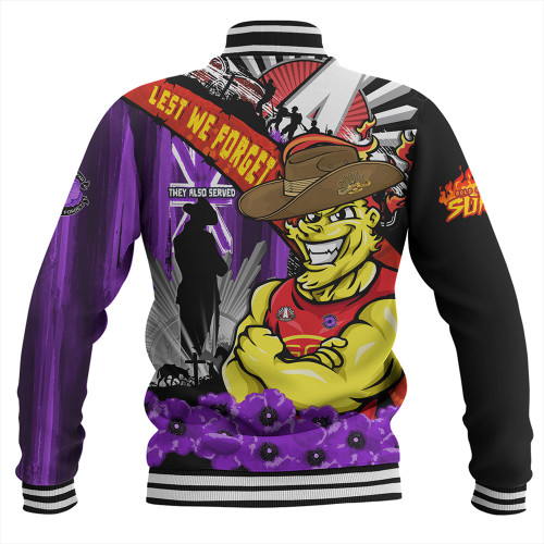 Gold Coast SUNS Baseball Jacket ANZAC Day Honor Purple Valor And Spirit Gold Coast SUNS Baseball Jacket ANZAC Day Honor Purple Valor And Spirit