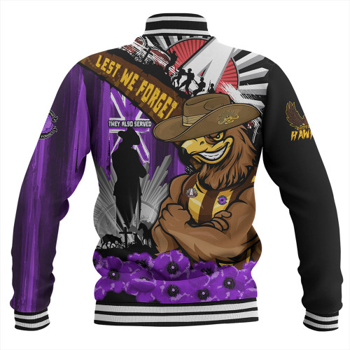 Hawthorn Baseball Jacket ANZAC Day Honor Purple Valor And Spirit Hawthorn Baseball Jacket ANZAC Day Honor Purple Valor And Spirit