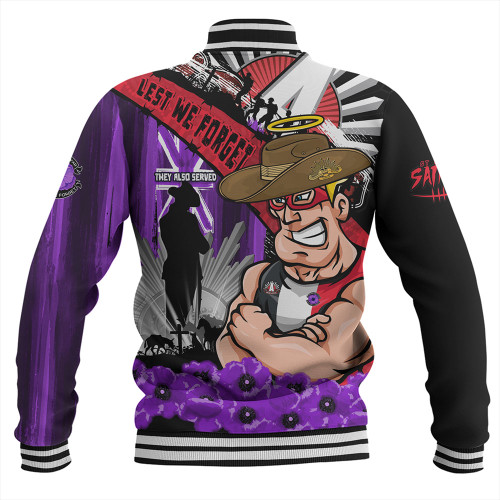 St Kilda Baseball Jacket ANZAC Day Honor Purple Valor And Spirit St Kilda Baseball Jacket ANZAC Day Honor Purple Valor And Spirit