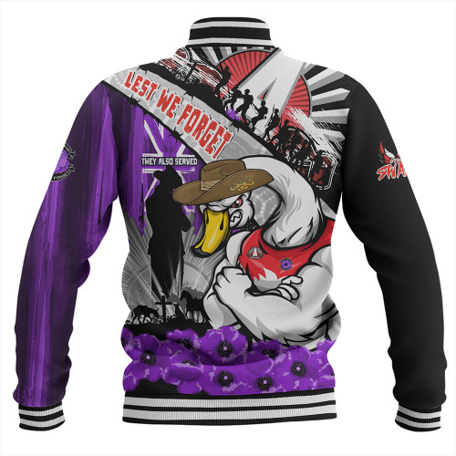 Sydney Swans Baseball Jacket ANZAC Day Honor Purple Valor And Spirit