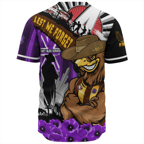 Hawthorn Baseball Shirt ANZAC Day Honor Purple Valor And Spirit Hawthorn Baseball Shirt ANZAC Day Honor Purple Valor And Spirit