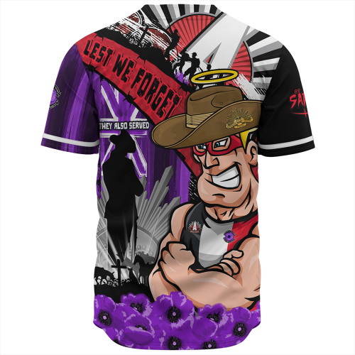 St Kilda Baseball Shirt ANZAC Day Honor Purple Valor And Spirit St Kilda Baseball Shirt ANZAC Day Honor Purple Valor And Spirit