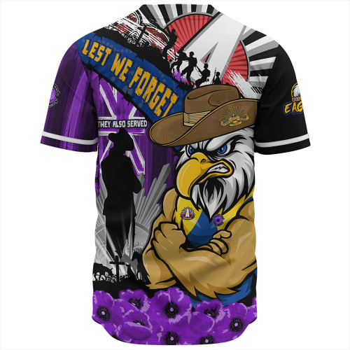 West Coast Eagles Baseball Shirt ANZAC Day Honor Purple Valor And Spirit West Coast Eagles Baseball Shirt ANZAC Day Honor Purple Valor And Spirit